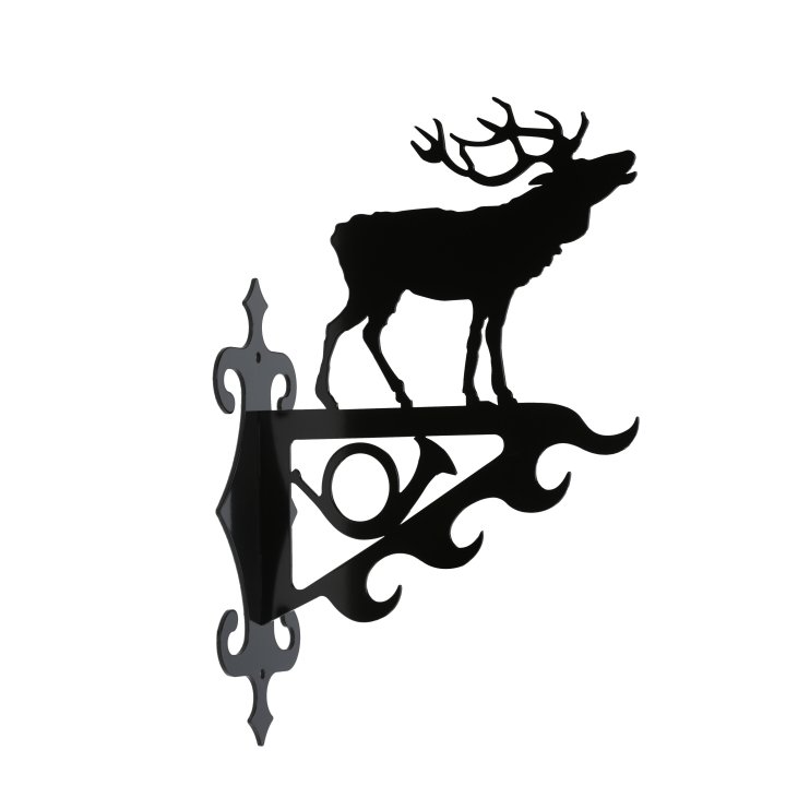 Vildtkrog med Kronhjort i Sort Metal