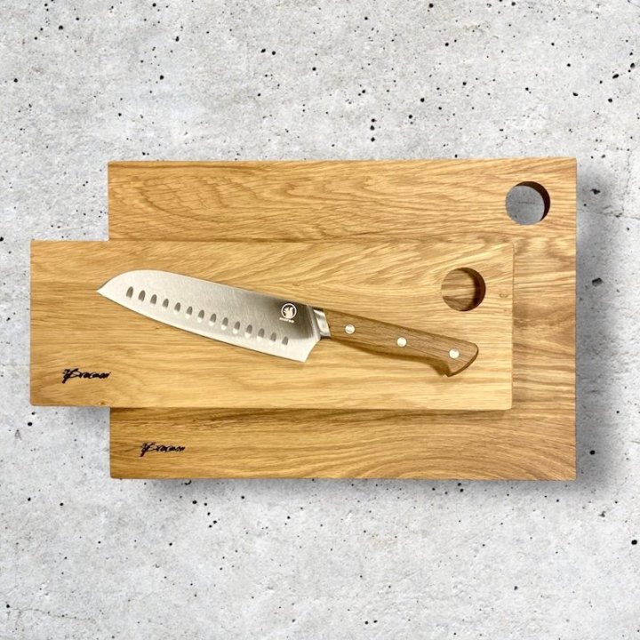 Gavepakke med skærebræt og kniv